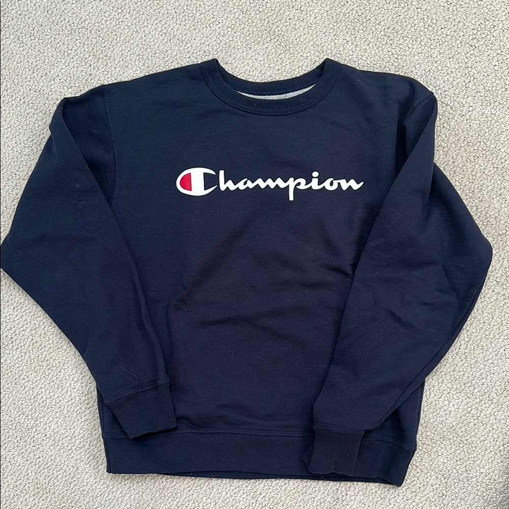 Champion Blue Crewneck Sweater Classic Design